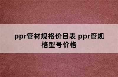 ppr管材规格价目表 ppr管规格型号价格